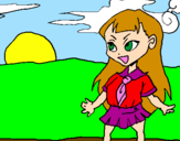 Coloring page Manga schoolgirl painted byEmina