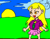 Coloring page Manga schoolgirl painted byMarta