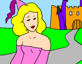 Coloring page Princess and castle painted bymathusha