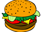 Coloring page Hamburger with everything painted byalison