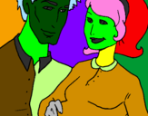 Coloring page Father and mother painted bylana