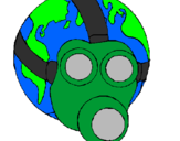 Coloring page Earth with gas mask painted byangel