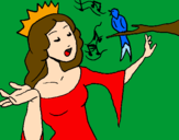 Coloring page Princess singing painted byana