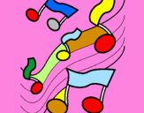 Coloring page Musical notes on the scale painted byan