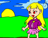 Coloring page Manga schoolgirl painted byrenata