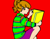 Coloring page Little girl reading painted byEmina