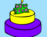 Coloring page New year cake painted byMilica