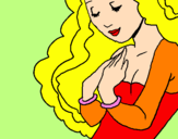 Coloring page Princess with eyes closed painted bydame