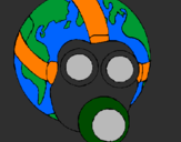 Coloring page Earth with gas mask painted by dragoneye