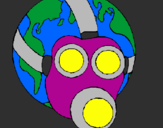 Coloring page Earth with gas mask painted byalison