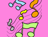 Coloring page Musical notes on the scale painted bymiley