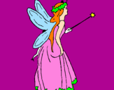 Coloring page Fairy with long hair painted byanabel