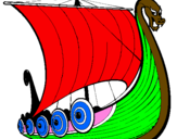 Coloring page Viking boat painted bygaby