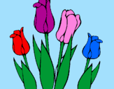 Coloring page Tulips painted byanonymous