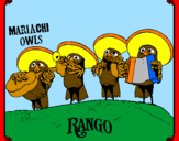 Coloring page Mariachi Owls painted byrango