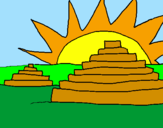 Coloring page Mayan temples painted byanonymous