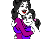 Coloring page Mother and daughter embraced painted bynala and  bunda riena