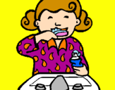 Coloring page Little girl brushing her teeth painted byEmina