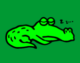 Coloring page Sleeping crocodile painted byl dragoa