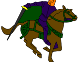 Coloring page Knight on horseback IV painted bygab