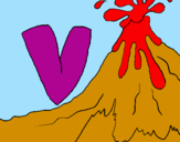 Coloring page Volcano  painted byanonymous