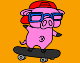 Coloring page Graffiti the pig on a skateboard painted byL DRAGOA