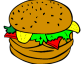 Coloring page Hamburger with everything painted bylalachica