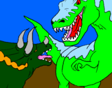 Coloring page Dinosaur fight painted byrex