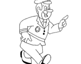 Coloring page Happy police officer painted bykat