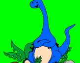 Coloring page Seated Diplodocus  painted byL DRAGOA