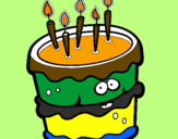 Coloring page Birthday cake 2 painted bynazareno