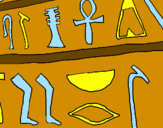 Coloring page Egyptian hieroglyphs painted byrex
