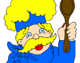Coloring page Chef with moustache painted bymonster chef