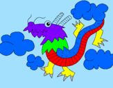 Coloring page Chinese dragon painted byeli