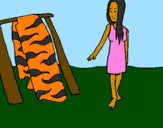 Coloring page Woman drying skin painted byjazmin jasso