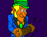 Coloring page Leprechaun with accordion painted bykelan