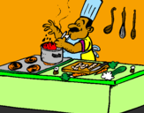 Coloring page Cook in the kitchen painted bygustavo
