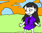 Coloring page Manga schoolgirl painted bykhia
