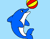 Coloring page Dolphin playing with a ball painted byrodrigo