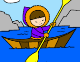 Coloring page Eskimo canoe painted bydama