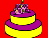 Coloring page New year cake painted bylalachica