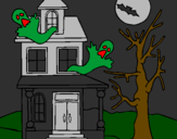 Coloring page Ghost house painted byeli
