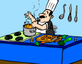 Coloring page Cook in the kitchen painted bysnoppyfan