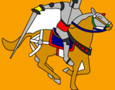 Coloring page Knight on horseback IV painted byKnight