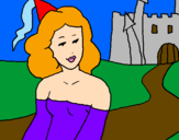 Coloring page Princess and castle painted byTex