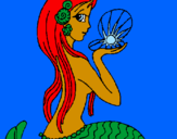 Coloring page Mermaid and pearl painted byInês