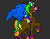 Coloring page Unicorn with wings painted byhanon