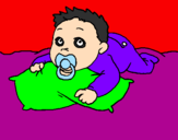 Coloring page Baby playing painted byrocio