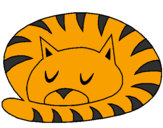 Coloring page Sleeping cat painted bykizzy