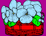 Coloring page Basket of flowers 12 painted byeli